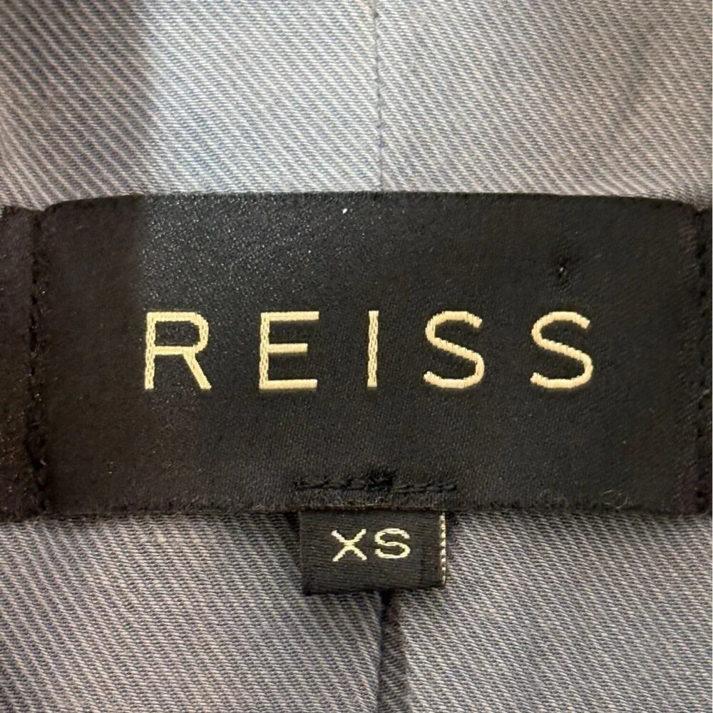 Reiss Ellie Anthracite Leather Shearling Jacket Belt Zipper Detail Gray Size XS - Picture 5 of 8